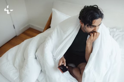 Ansiedad y gratificación inmediata: estrategias para calmar la mente Espacio calma terapia hombre sábanas